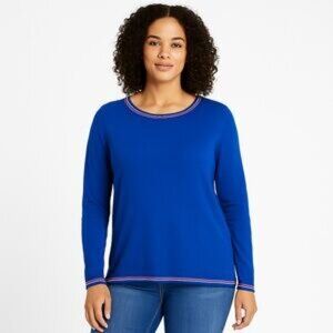 Old Navy Blue Sweater with Pink & Silver Detail